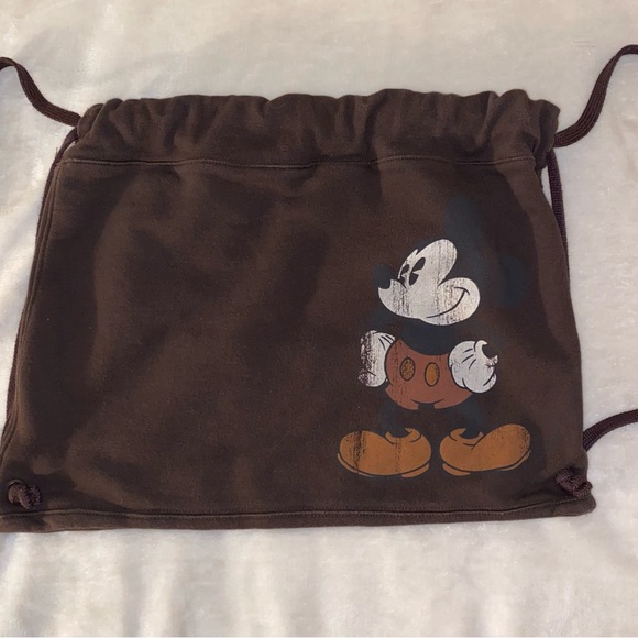 💎 Vintage Style Disney Drawstring Backpack Dark Brown - Picture 1 of 8